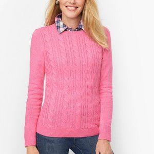 Talbots Button Cuff Cable Knit Tweed Sweater Berry Pink Size Medium